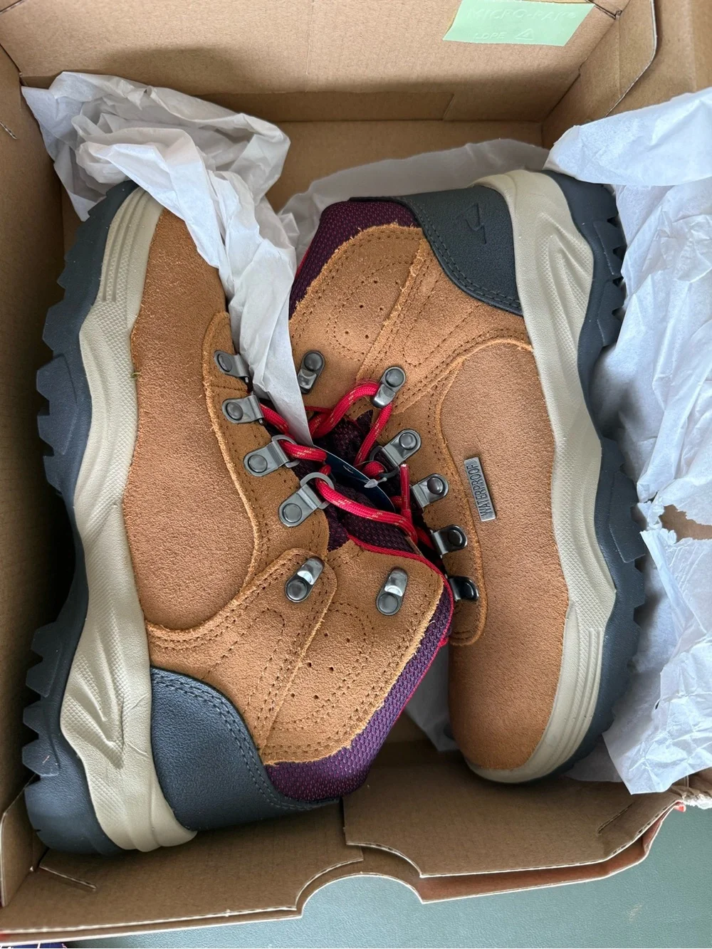 Ozark Trail Womens Brown Suede Hiking Boots with Red Laces waterproof